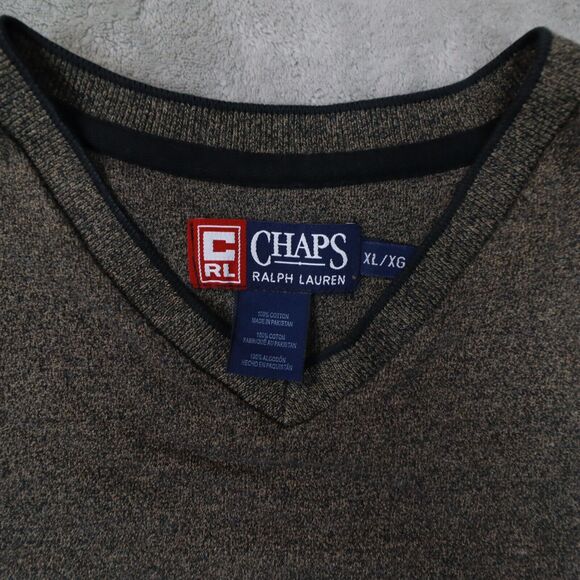 Chaps Ralph Lauren Vintage Men's Brown V Neck Sweater size XL - Picture 2 of 7